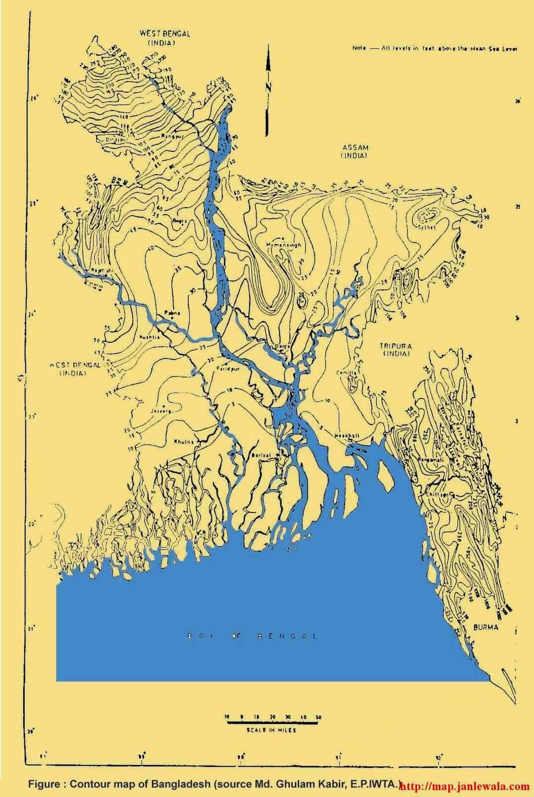 Contour map of Bangladesh