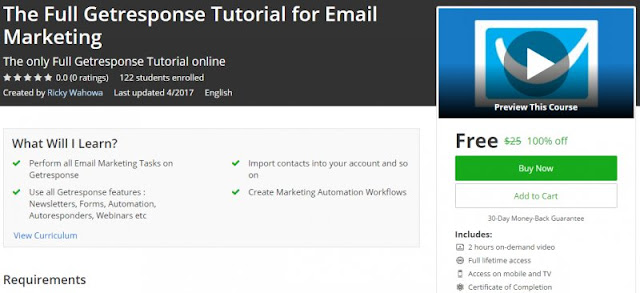 [100% Off] The Full Getresponse Tutorial for Email Marketing| Worth 25$