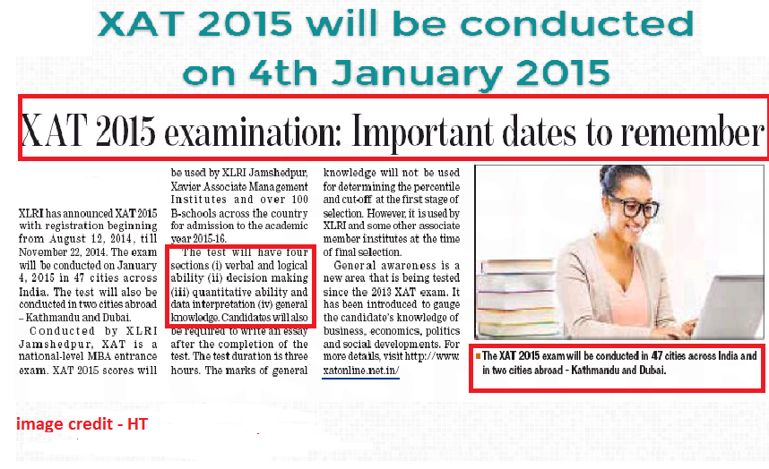 paper for pattern 2014 xat 2015 heading of 2015 times xat hindustan paper xat news