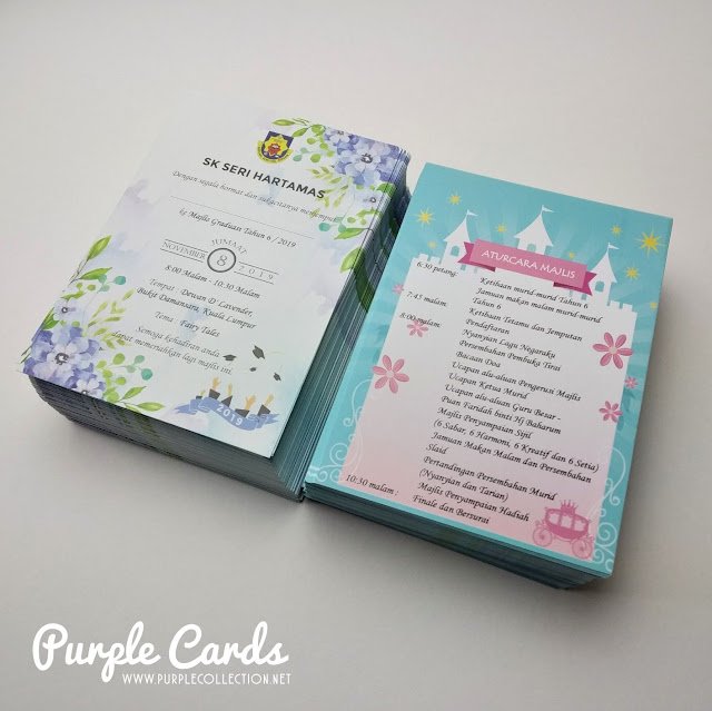 kad undangan, invitation card, graduation, students, mortar board, programs, printer, supplier, vendor, kuala lumpur, selangor, express, offset, digital, envelope, watercolour floral design, blue, fairy tales, flower, designer