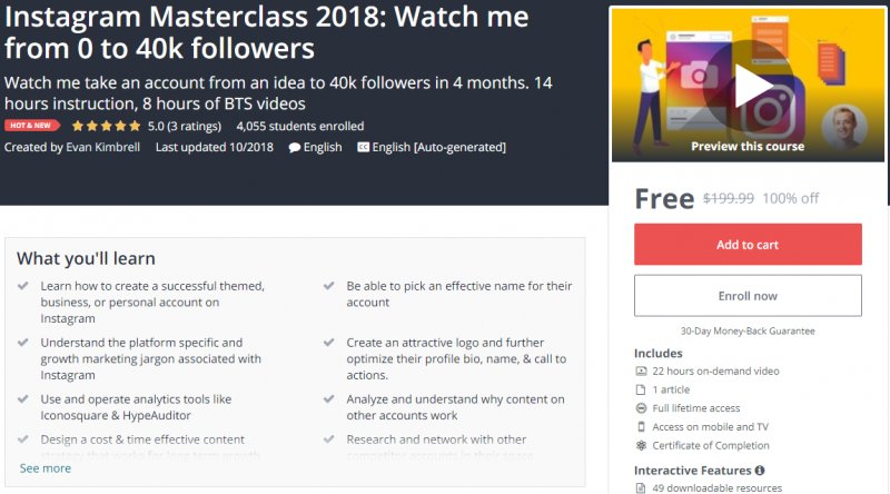 100 off instagram masterclass 2018 watch me from 0 to 40k followers worth 199 99 - how much is an instagram follower worth