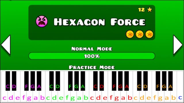 Hexagon Force (Geometry Dash) Piano / Keyboard Easy Letter Notes for Beginners