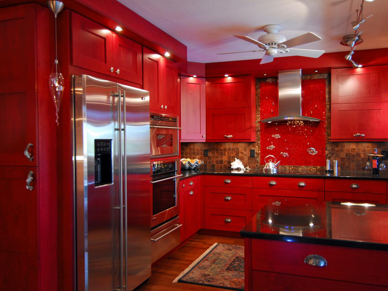 21 Desain Kitchen Sets Merah Rumah Minimalis