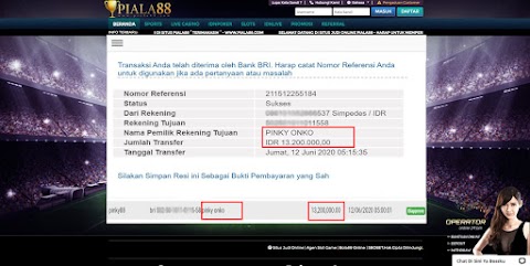 Selamat Kepada Member Setia PIALA88 Withdraw RP 13.200.000