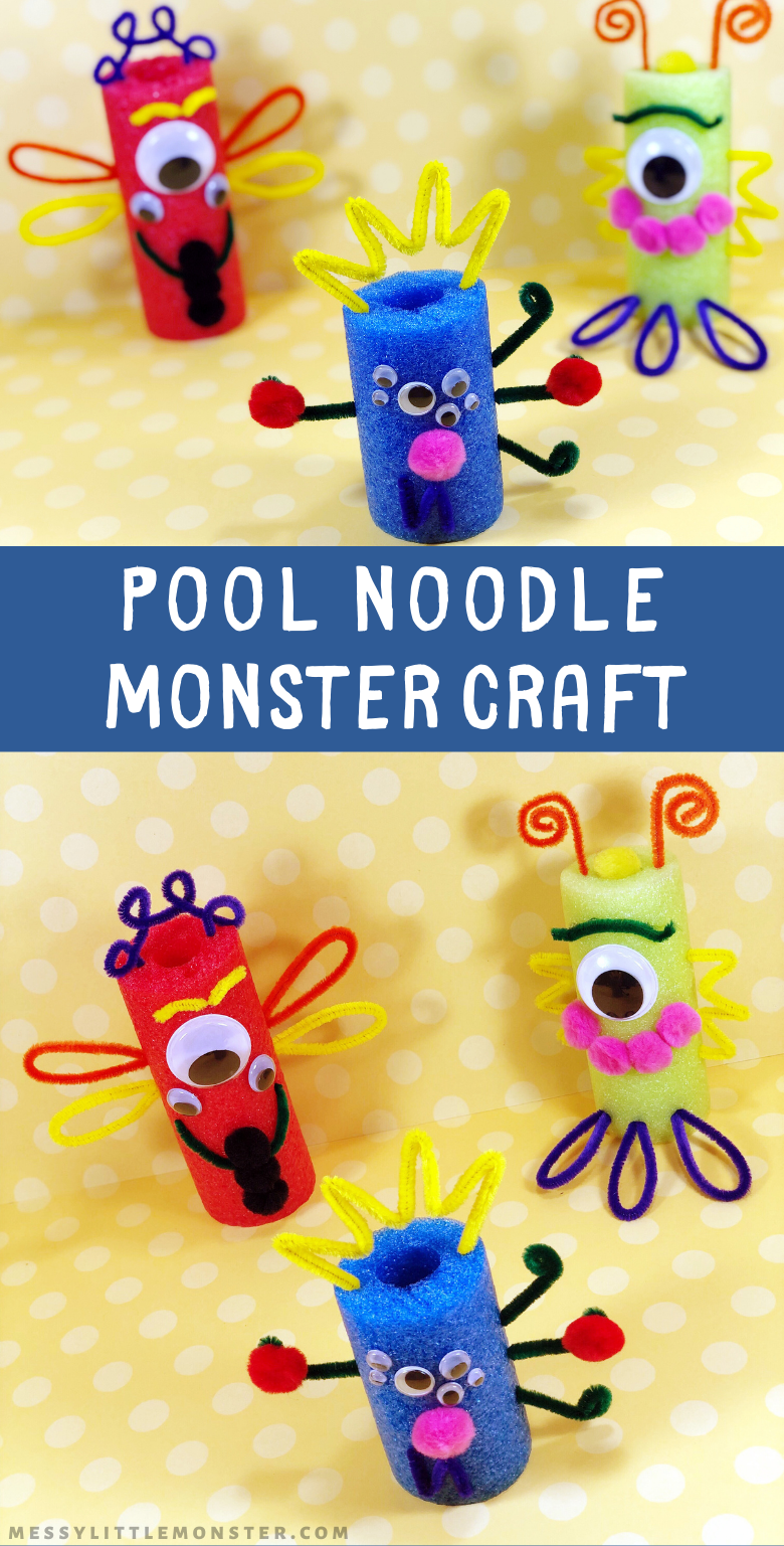 Pool noodle crafts. Monster crafts for kids. Easy Halloween craft idea.