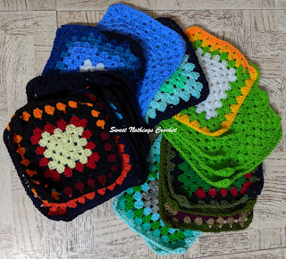 Sweet Nothings Crochet free crochet pattern blog, free crochet pattern for a diamond granny square, photo of the granny squares,