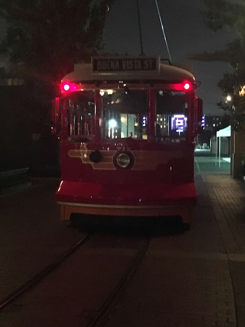 Red Car Trolley Disney California Adventure at Night