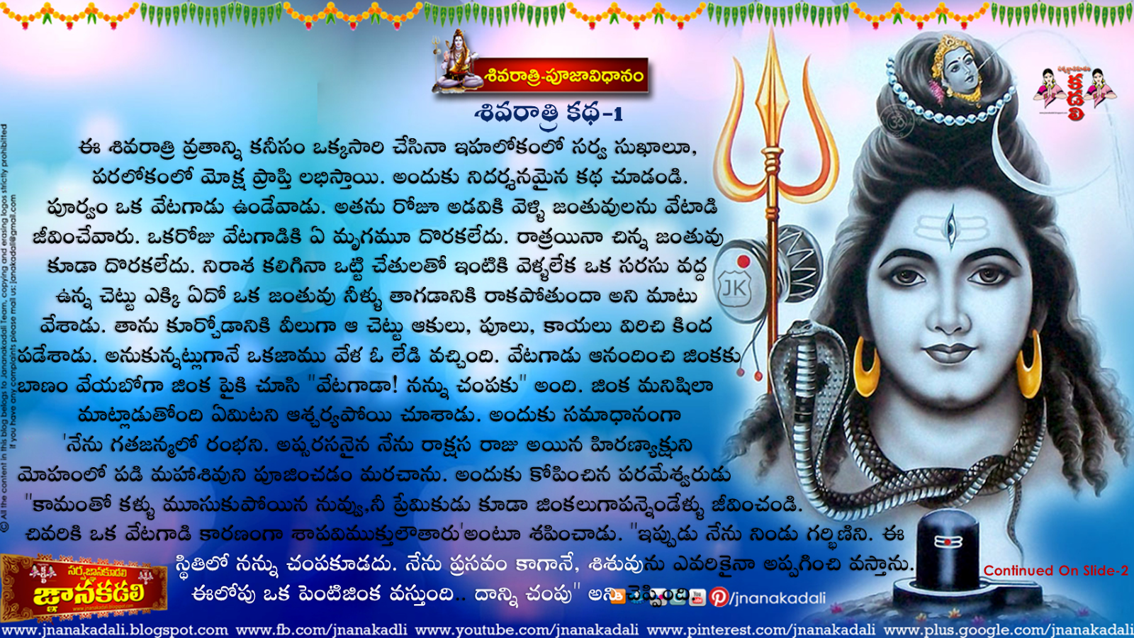 The Story of MahaShivaraatri Information in Telugu  JNANA 