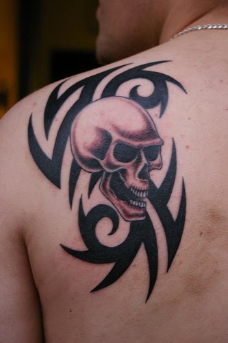 Labels back upper tattoo skull tattoo tribal skull tattoo