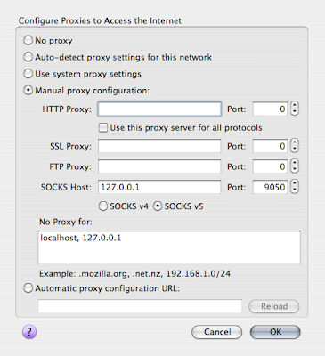 TenFourFox proxy settings