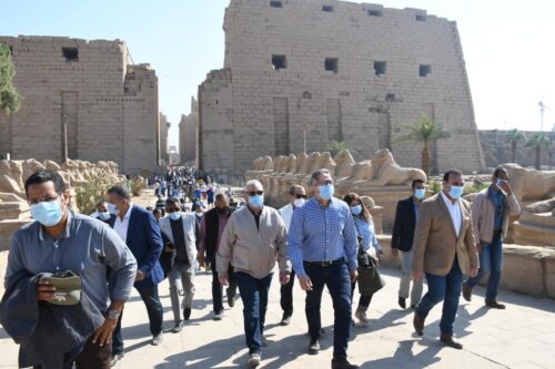 The opening of the first phase of the restoration project for the group of rams housed in the Karnak temples in Luxor