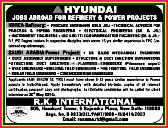 Hyundai Refinery & Power Project Jobs for Korea 