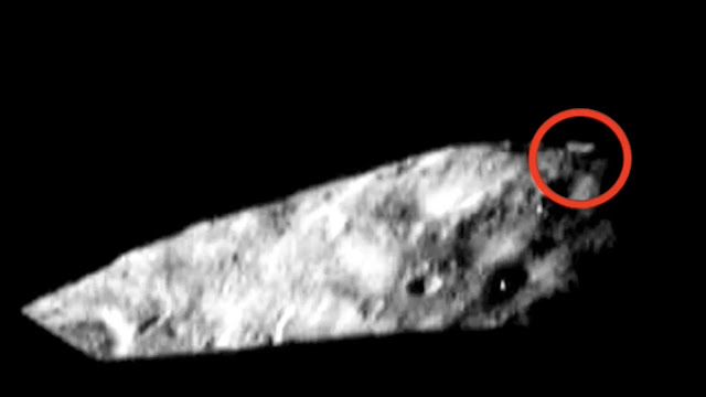 Photo of another square structure on asteroid Eros.