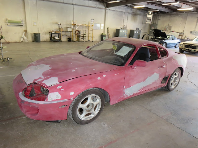 Surface reconditioning & sanding prior to paint on 1995 Toyota Supra at Almost Everything Auto Body