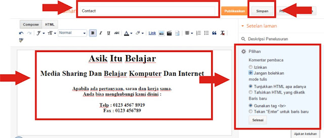 Cara Membuat Halaman Contact Di Blog