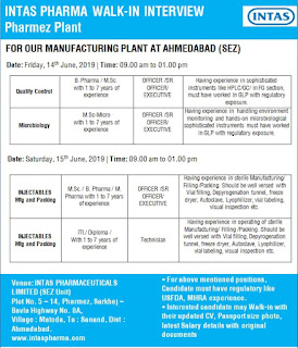 INTAS PHARMA WALK IN