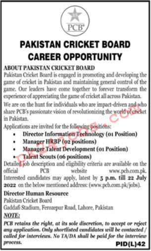 PCB Jobs 2022 – Pakistan Jobs 2022