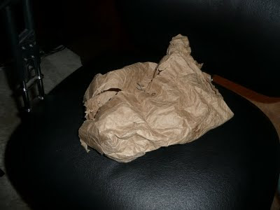 Reused brown paper lunch bag