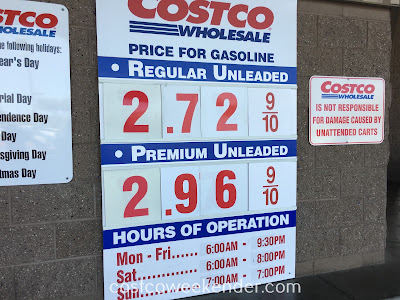 Costco gas for April 9, 2017 at Redwood City, CA