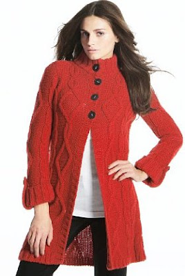 lon red cardigan, wool cardigan
