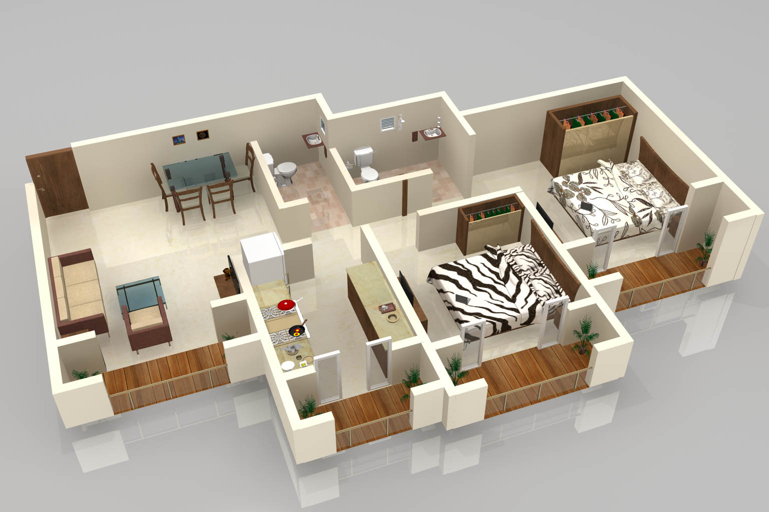 Foundation Dezin Decor 3D  Plan  Layout Furniture 