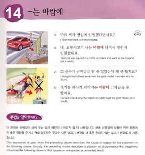 L2G14 V-는 바람에 grammar = …as a result ~give an unexpected reason for a negative consequence