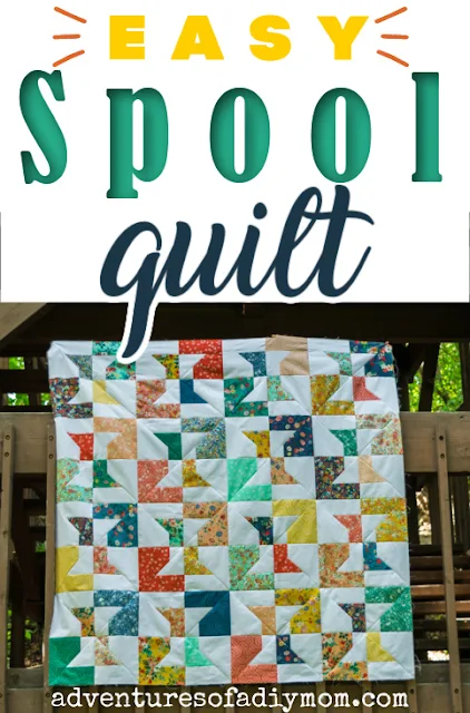 spool quilt with text overlay