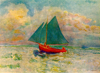 Odilon Redon, Red Boat with Blue Sail