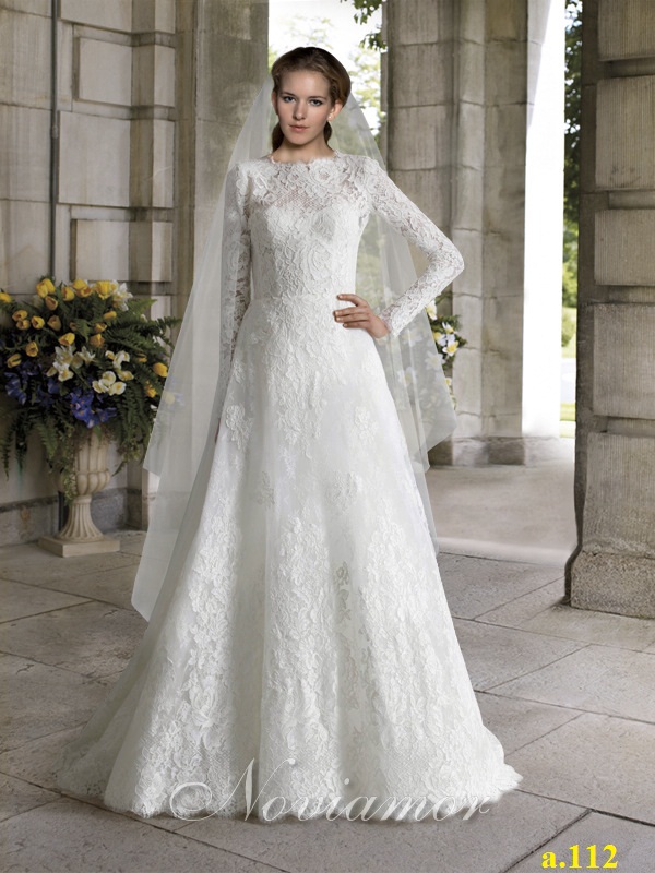 Bridal dress Lace-Sleeves-V-Back-Church-Wedding-Dress  dress number a.112