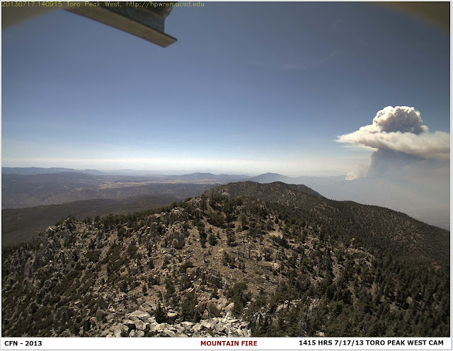 MOUNTAIN FIRE FROM TORO PEAK WEBCAM  7-17-13