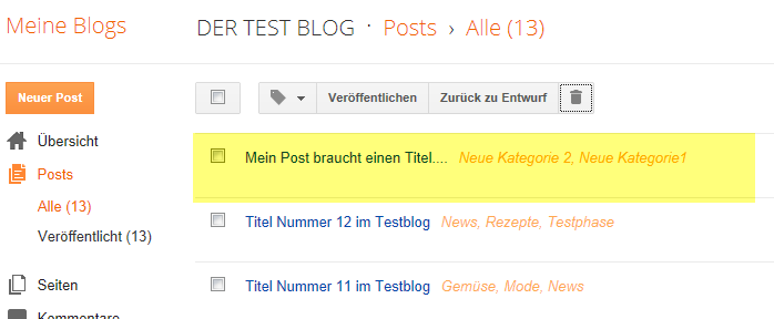 Einem Post bei Blogger Blogspot ein Label - Kategorie - zuweisen