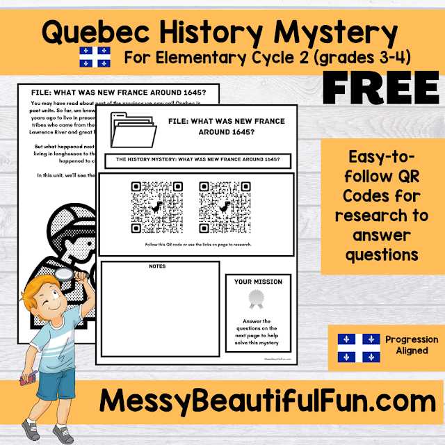 Quebec History Unit New France Around 1645 - A free printable history curriculum