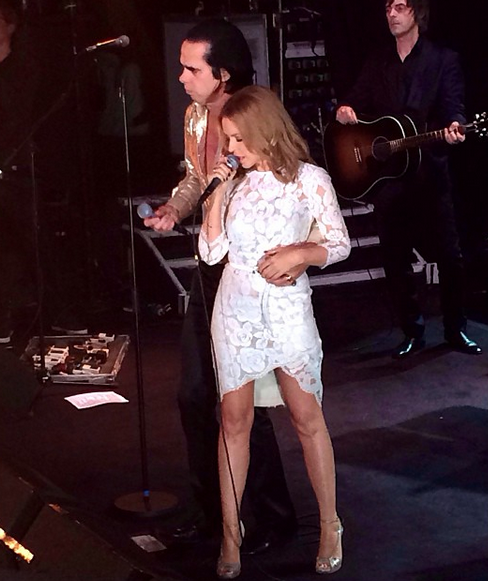 Kylie Minogue in LWD on Stage with Nick Cave