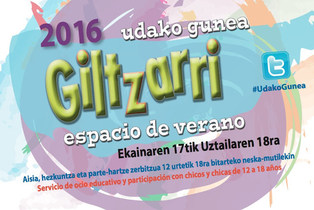 Cartel de actividades de verano del programa para adolescentes Giltzarri