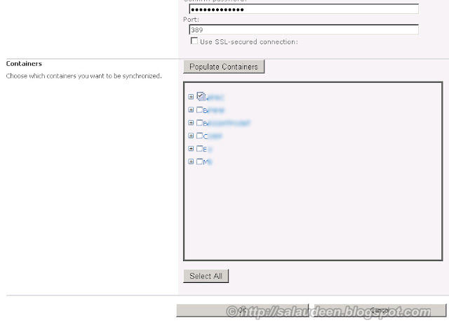 Select Active Directory container in Profile Sync.