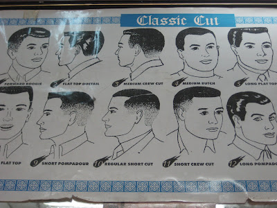 Pot Cut Hairstyle This poster was hung on the wall of the old barber shop.