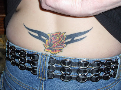 Tribal Flower Tattoo at the Lower Back