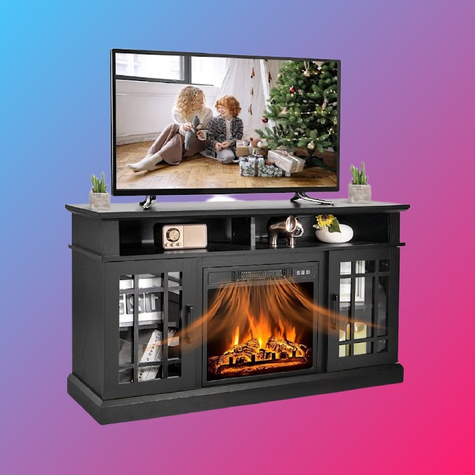 Ameriwood Home Carson Electric Fireplace TV Console for TVs up to 70", Black (47% off)