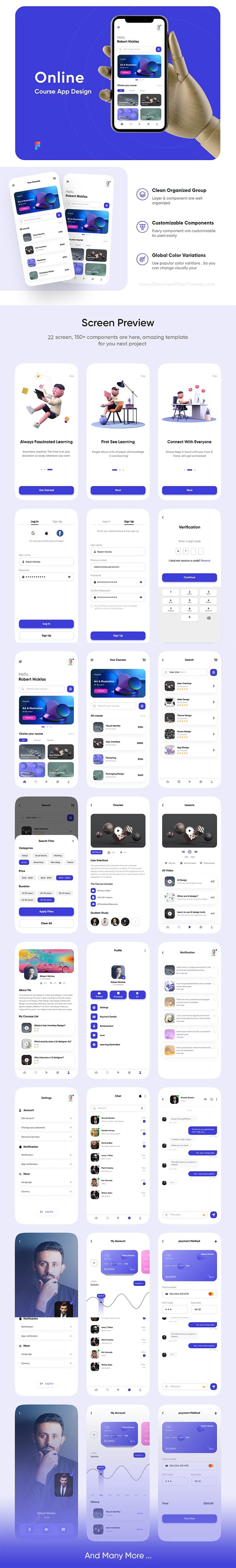 Online learning course app UI kit