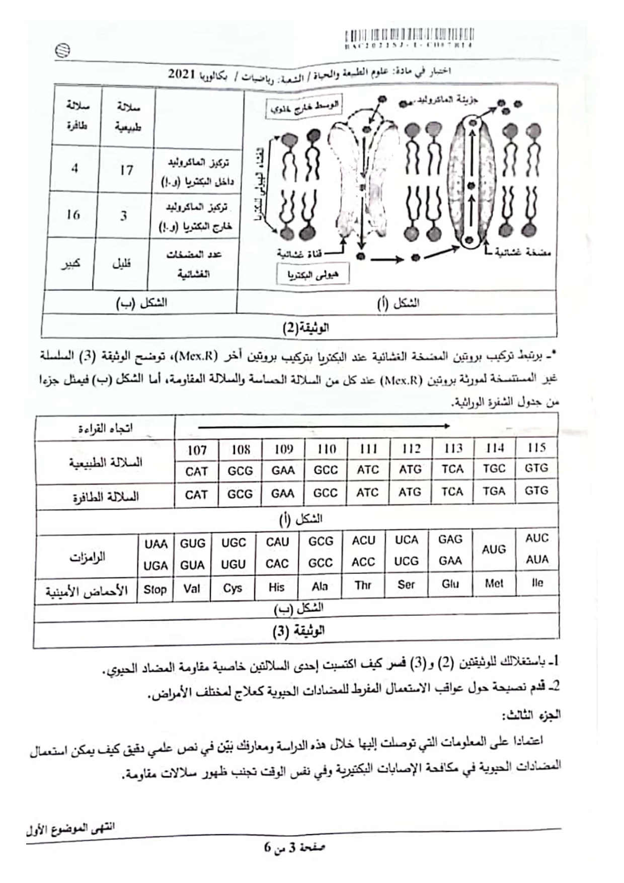 موضوع العلوم الطبيعية بكالوريا 2021 شعبة رياضيات