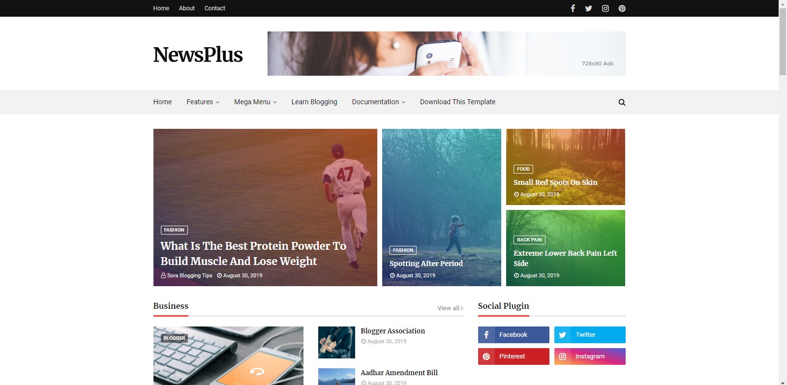 Top 20 Responsive Premium Blogger Templates Without Footer Credit 2020