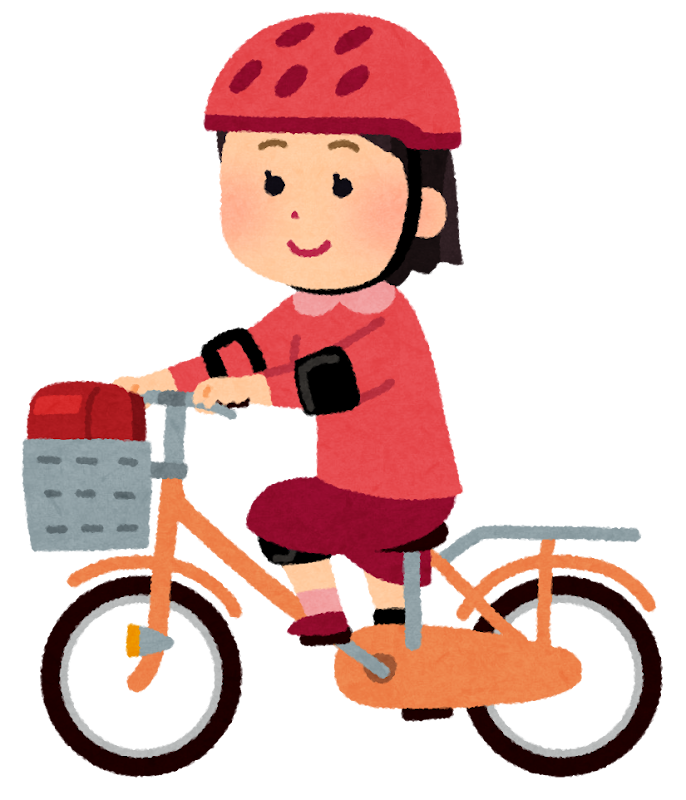 プロテクターをつけて自転車に乗る子供のイラスト 女の子 かわいいフリー素材集 いらすとや