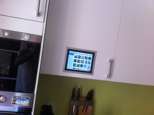 iPad Flush Mounted in Kitchen Cabinet