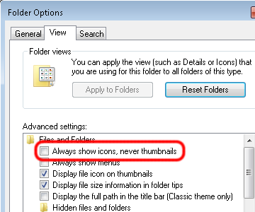 How to display thumbnails in windows 7