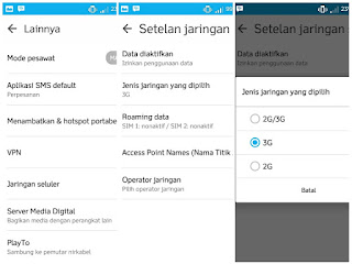 Pilih mode 3G