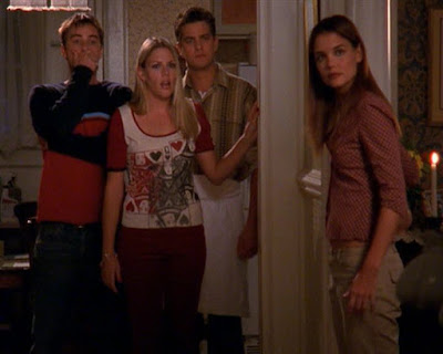 Jack, Pacey, Audrey, and Joey all staring in shock