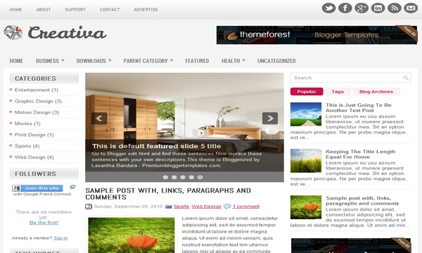 Creativa 3 Column Blogger Template