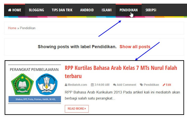 Tutorial Memasukan Postingan kedalam Menu Bar Blog