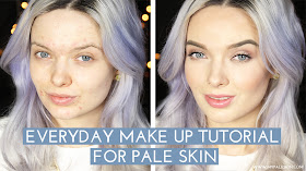 Everyday make up, pale skin, lilac hair, tutorial, step by step, my pale skin, em ford, cover acne, cover spots, pale make up, fair skin, lilac hair, silver hair, pastel hair, blogger