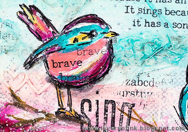 Layers of ink - Because You have a Song tutorial by Anna-Karin with Scribbly Birdies by Dina Wakley and Ranger.